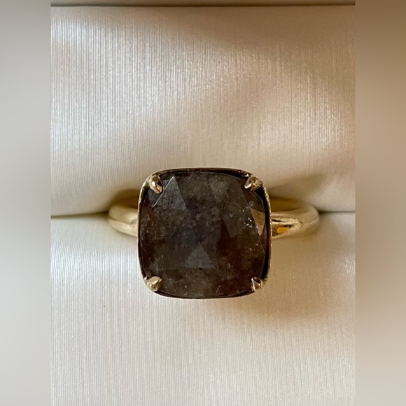 18K RING W/4 CARAT BEZEL CHOCOLATE SAPPHIRE SIZE 5 - Picture 4 of 10